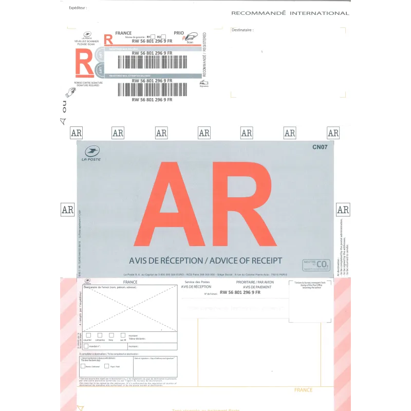 Recommandé National avec AR