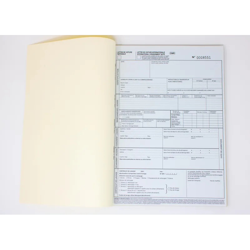 Carnet A4 lettre de voiture mixtes 25 liasses 4 feuillets