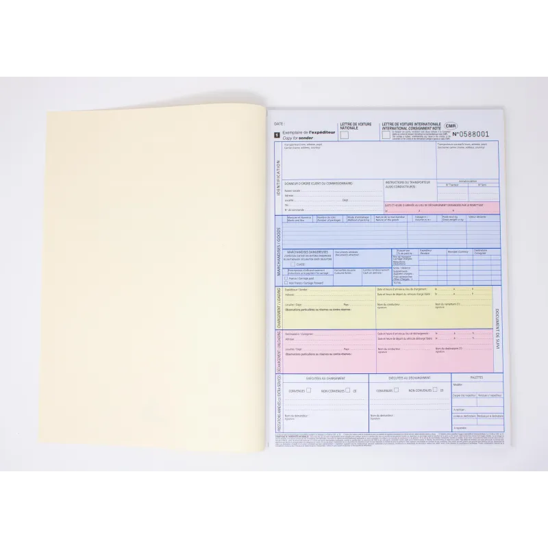 Carnet A4 lettre de voiture mixtes 25 liasses 4 feuillets