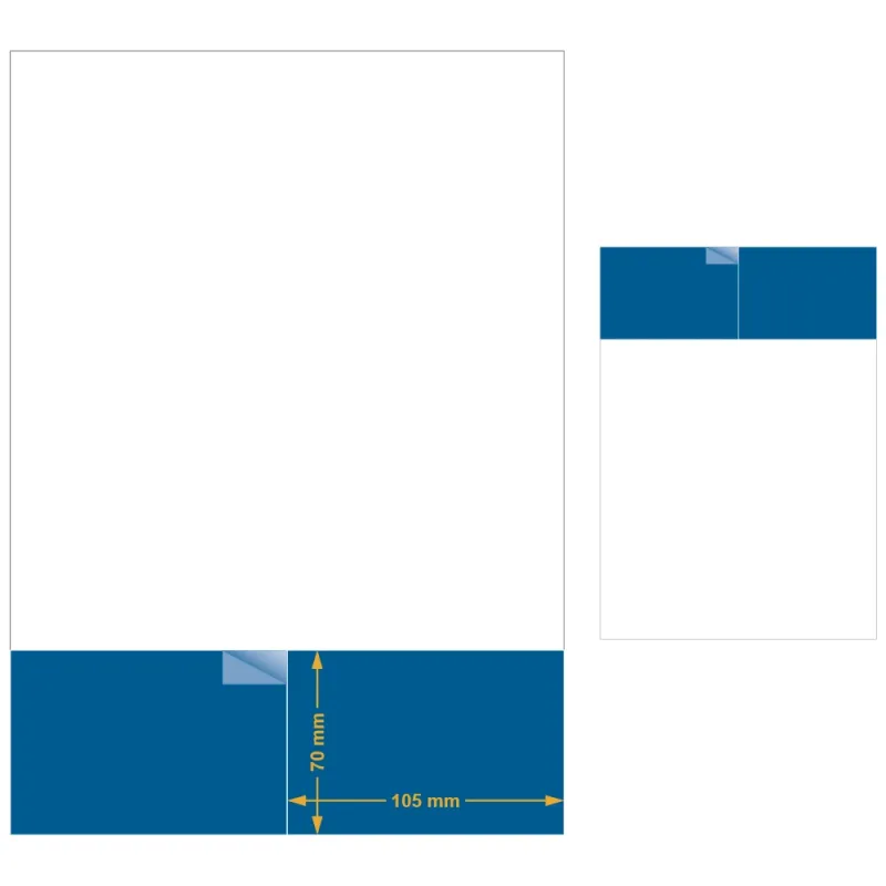 Étiquette intégrée 105 x 70 mm. Utilisation gabarit possible