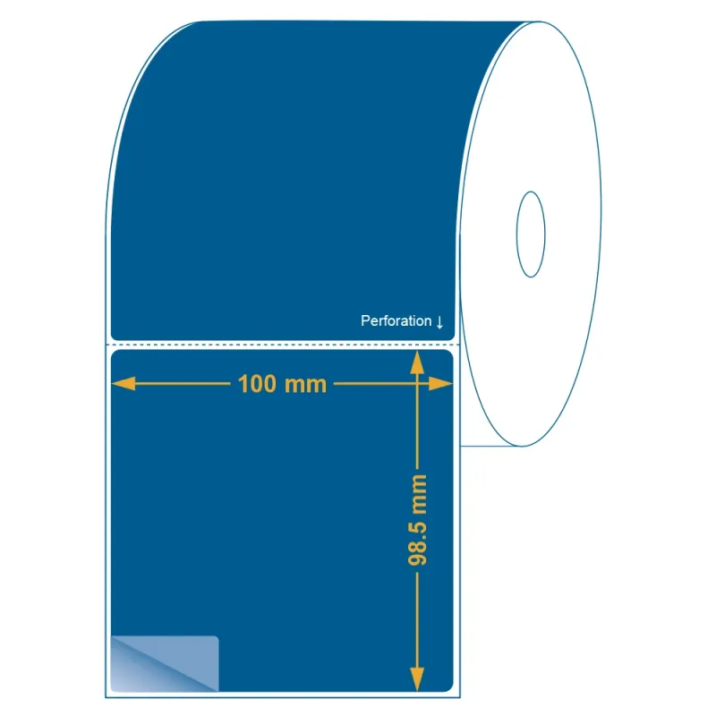 Étiquette logistique thermique direct 100 x 98.5 mm en rouleau. Utilisation gabarit possible