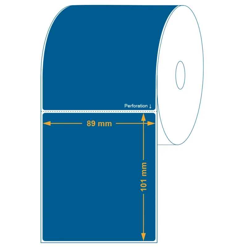Étiquette logistique thermique direct non-adhésive 89 x 101 mm en rouleau. Utilisation gabarit possible