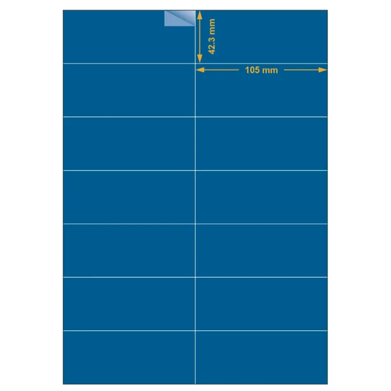 Planche A4 étiquettes 105 x 42,3 mm. Utilisation gabarit possible