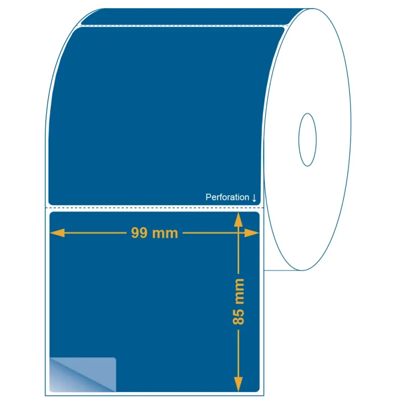 Étiquette logistique thermique direct 85 x 99 mm en rouleau. Utilisation gabarit possible