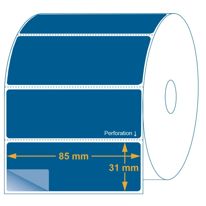 Étiquette logistique thermique direct 85 x 31 mm en rouleau.Utilisation gabarit possible