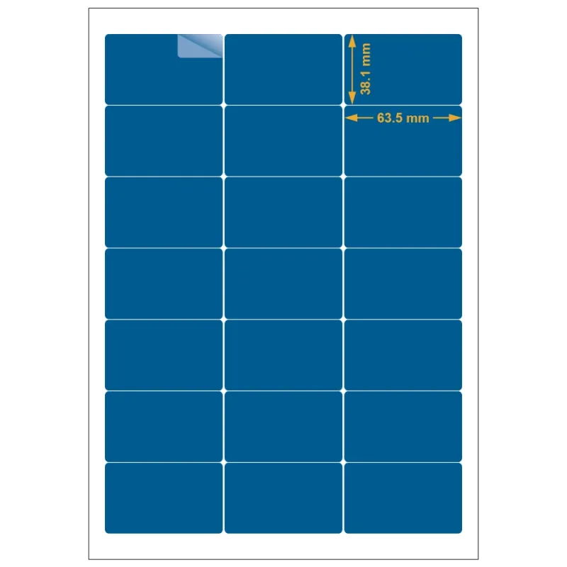 Planche A4 étiquettes 63,5 x 38,1 mm. Utilisation gabarit possible