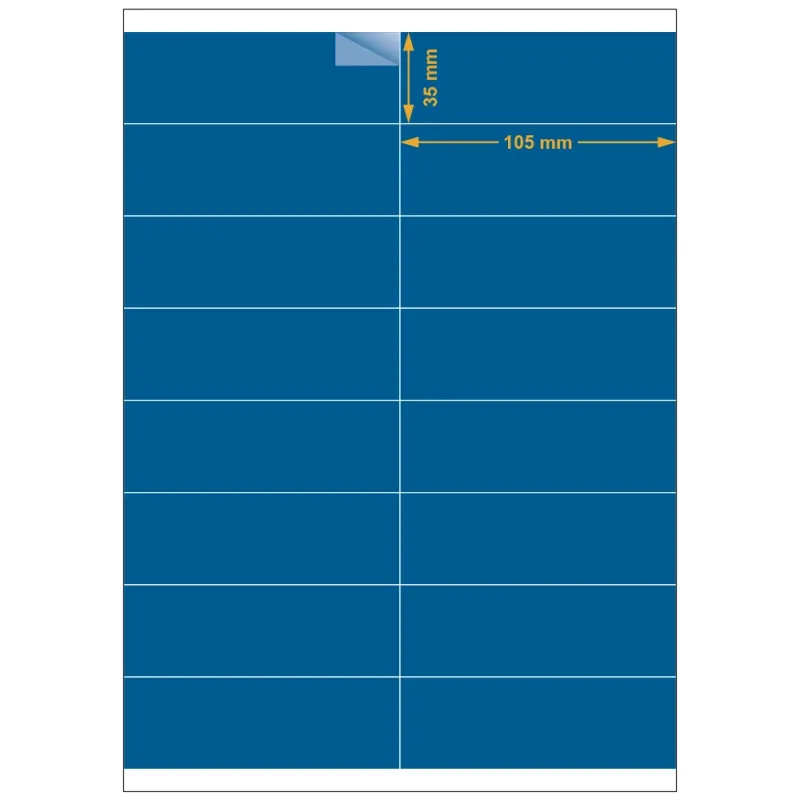 Planche A4 étiquettes 105 x 35 mm. Utilisation gabarit possible