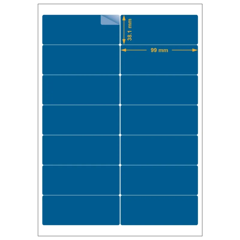 Planche A4 étiquettes 99 x 38,1 mm. Utilisation gabarit possible