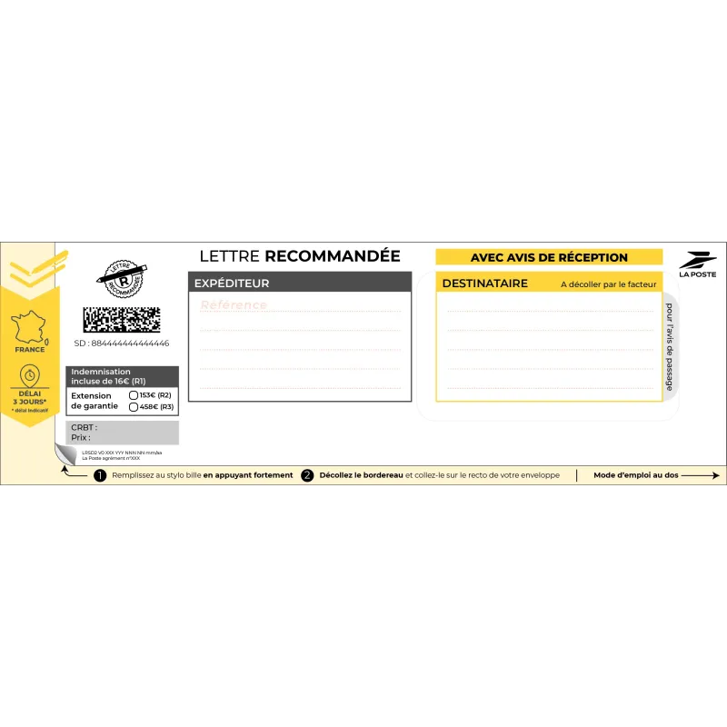 Liasse Recommandé Avis de Réception SGR2 │ EI